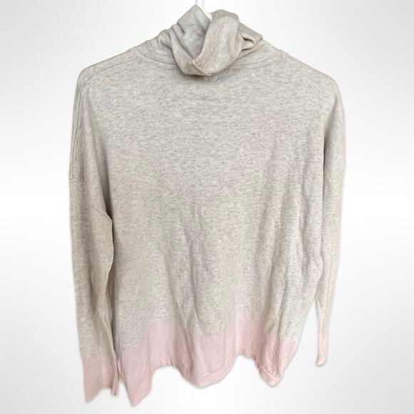 LILLA P Cotton Cashmere Women‎ Medium Gray Pink Blue Soft Turtle Cowl Zipper - Picture 6 of 8